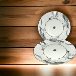 MARBLE GREY/WHITE GOLD REAM DINNER PLATES