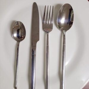 SILVER STAINLESS STEEL DINNER SET OF 4